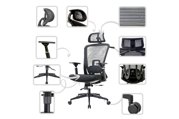 Fotel biurowy K24 PROBALANCE CZARNY zgodny z normami BHP z wieszakiem, pełna regulacja